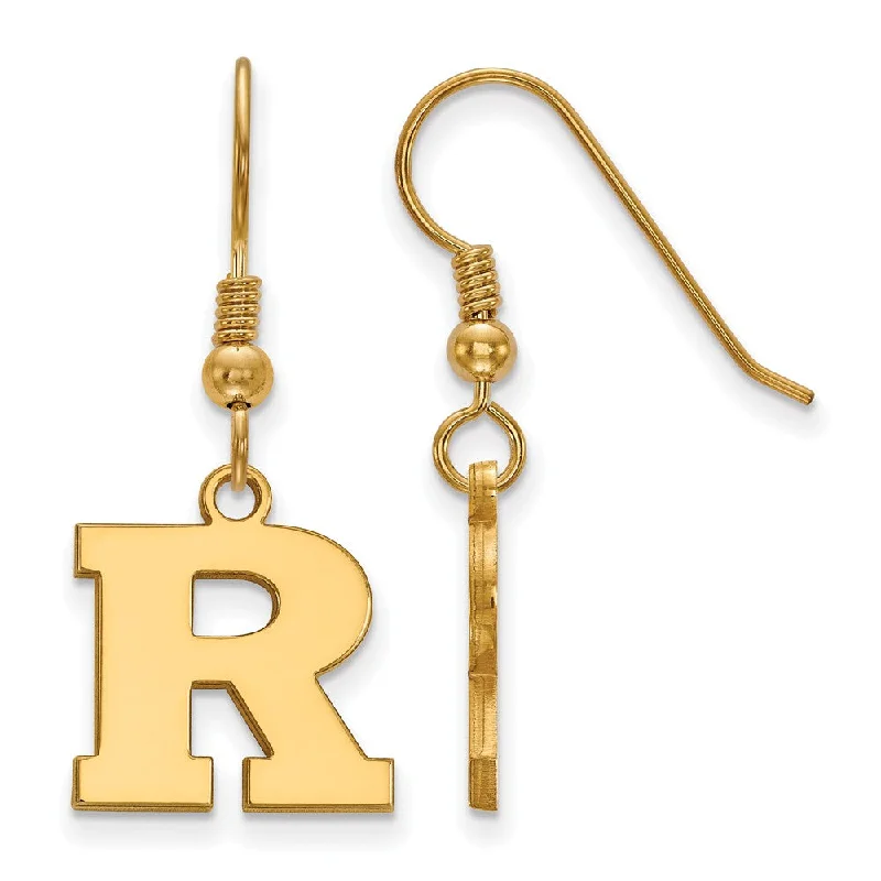 Cute Gemstone Earrings-14k Gold Plated Silver Rutgers Small Dangle Earrings