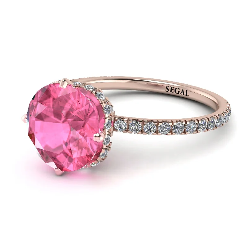 Beautiful Engagement Ring Sets-Double Hidden Halo Pink Moissanite Engagement Ring - Angelina No. 802