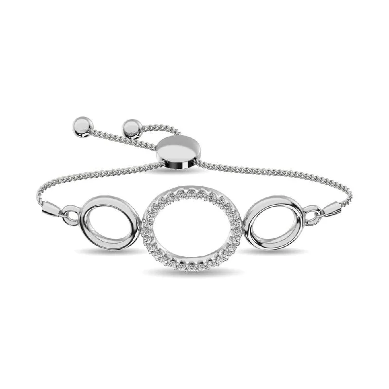 Statement Cuff Bracelets-Diamond Circle Bracelet 1/6 ct tw in Sterling Silver