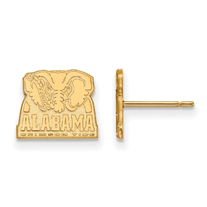 Clear Crystal Earrings-14k Gold Plated Silver University of Alabama XS (Tiny) Post Earrings