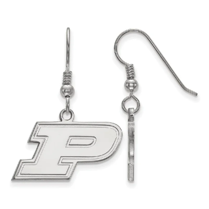 Chic Dangle Earrings-Sterling Silver Purdue Small Initial P Dangle Earrings