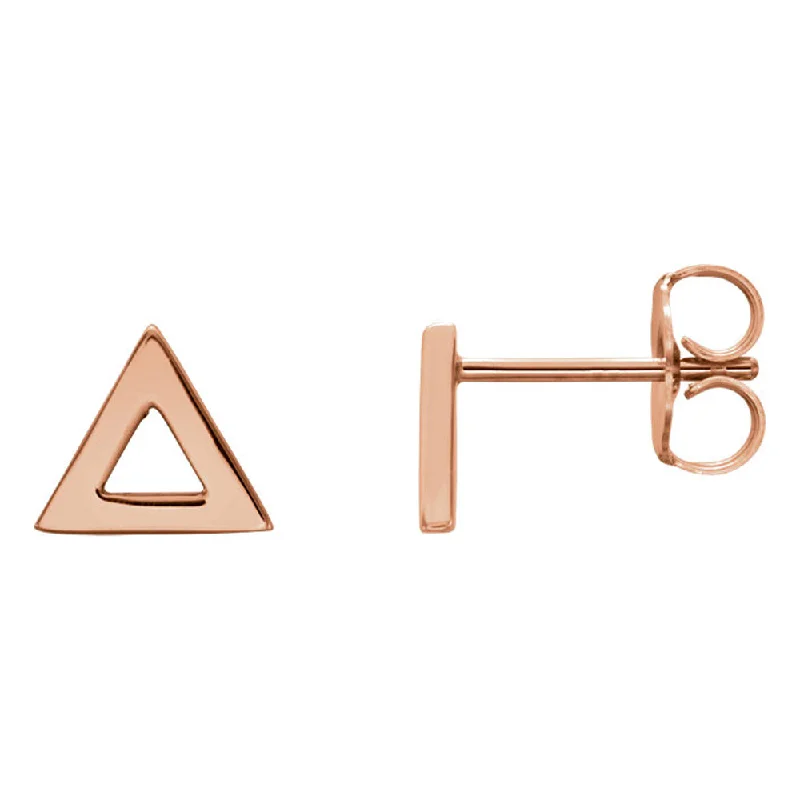 Minimalist Earrings-7mm (1/4 Inch) Polished 14k Rose Gold Tiny Triangle Post Earrings