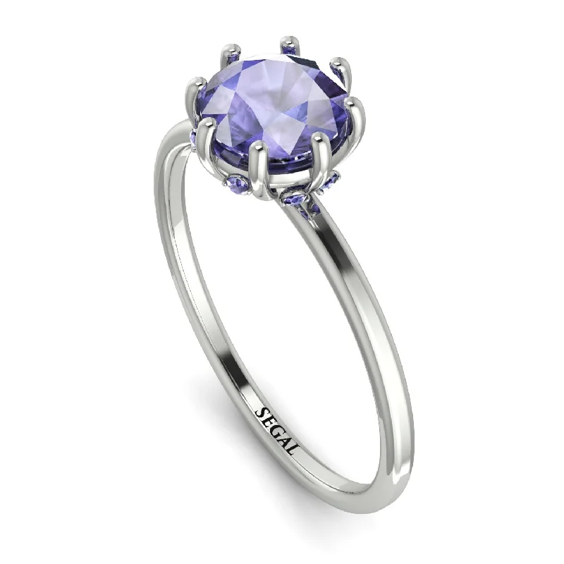 Wedding Ring Sets for Brides-Classic Tanzanite Ring With Hidden Stones - Elliana No. 203