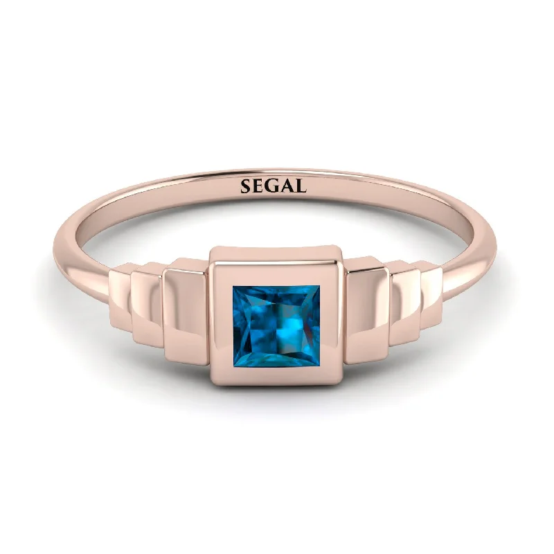 Classic Engagement Rings-Geometric Princess Cut Blue Topaz Ring - Everleigh No. 502