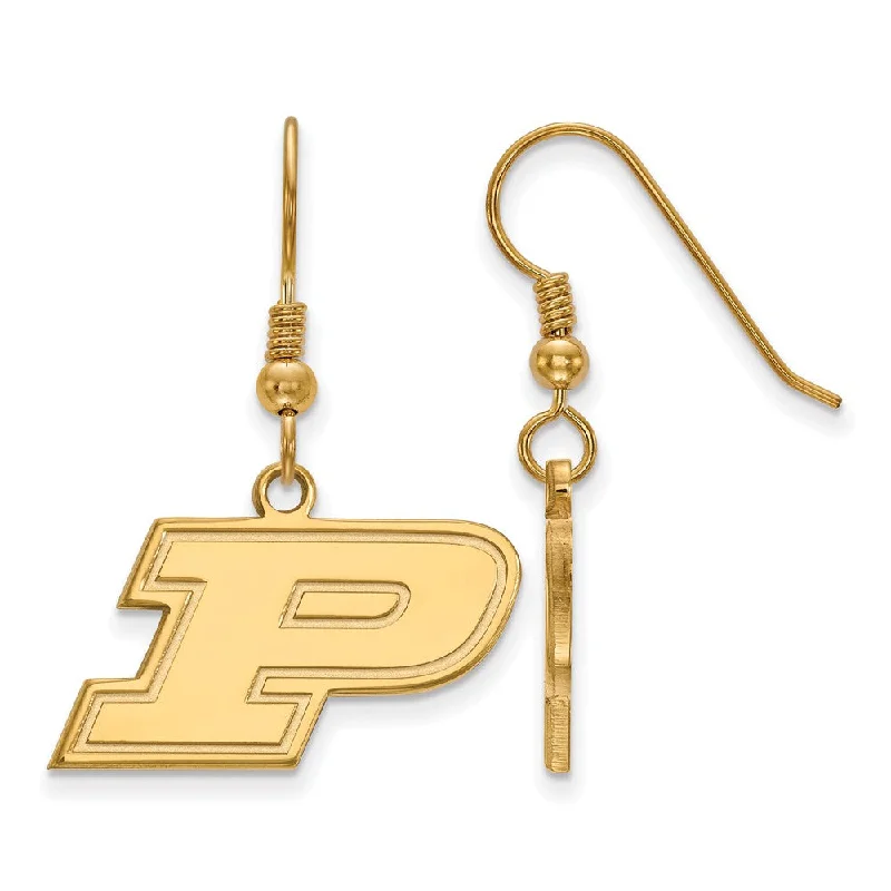 Fancy Dangle Earrings-14k Gold Plated Silver Purdue SM Dangle Earrings