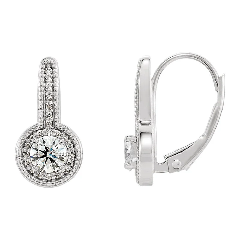 Elegant Silver Earrings-8 x 17mm 14k White Gold 5/8 CTW (G-H, I1) Diamond Halo-Style Earrings