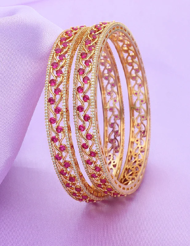 Adjustable Bangles-Designer Zirconia Rani Pink Bangles ZBGL11085