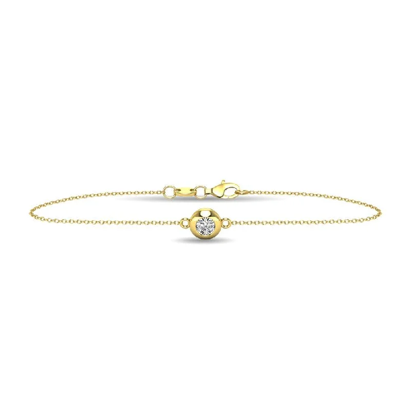 Designer Gemstone Bracelets-Diamond 1/10 ct tw Bezel Set Bracelet in 10K Yellow Gold