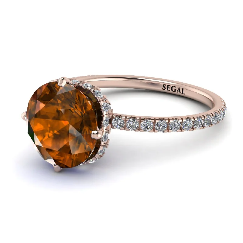 Stunning Gemstone Rings-Double Hidden Halo Brown Diamond Engagement Ring - Angelina No. 1102