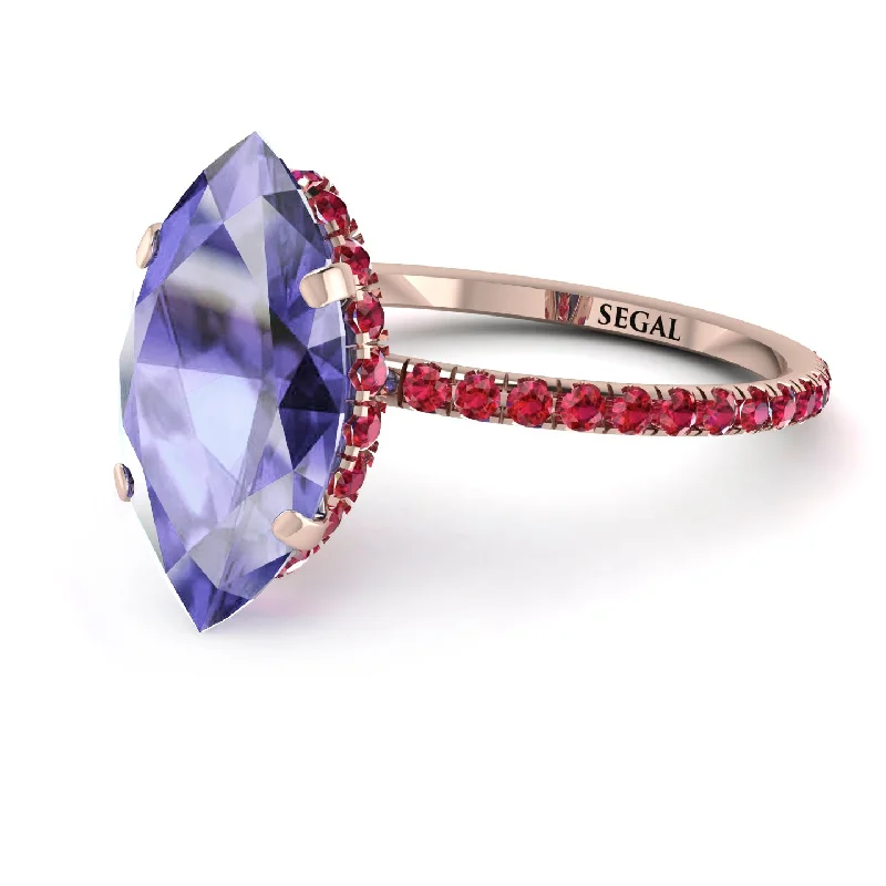 Stylish Adjustable Rings-Hidden Halo Marquise Tanzanite Engagement Ring - Journey No. 211