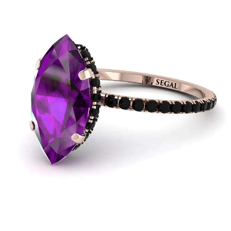 Designer Diamond Rings-Hidden Halo Marquise Amethyst Engagement Ring - Journey No. 308