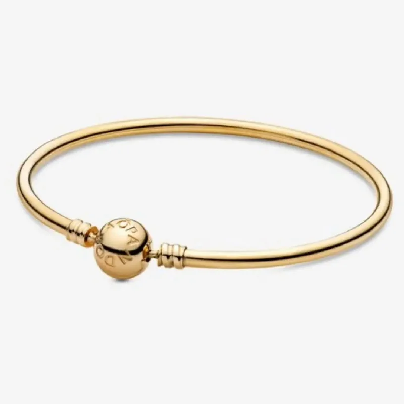 Stunning Cuff Bracelets for Women-Pandora Moments Bangle, 14K Yellow Gold