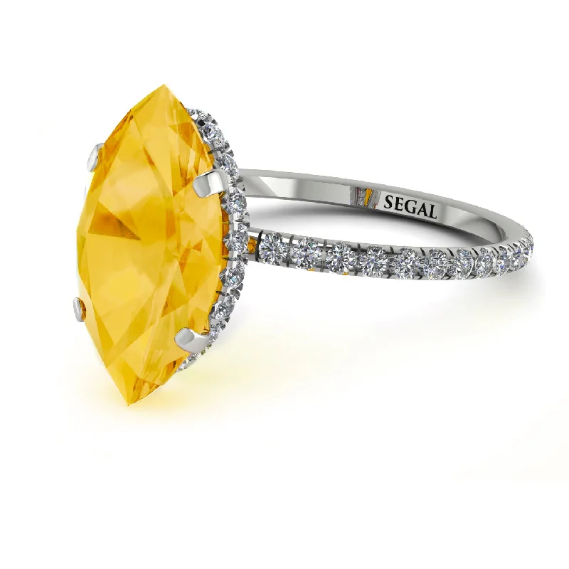 Sparkling Wedding Ring Sets-Hidden Halo Marquise Citrine Engagement Ring - Journey No. 603