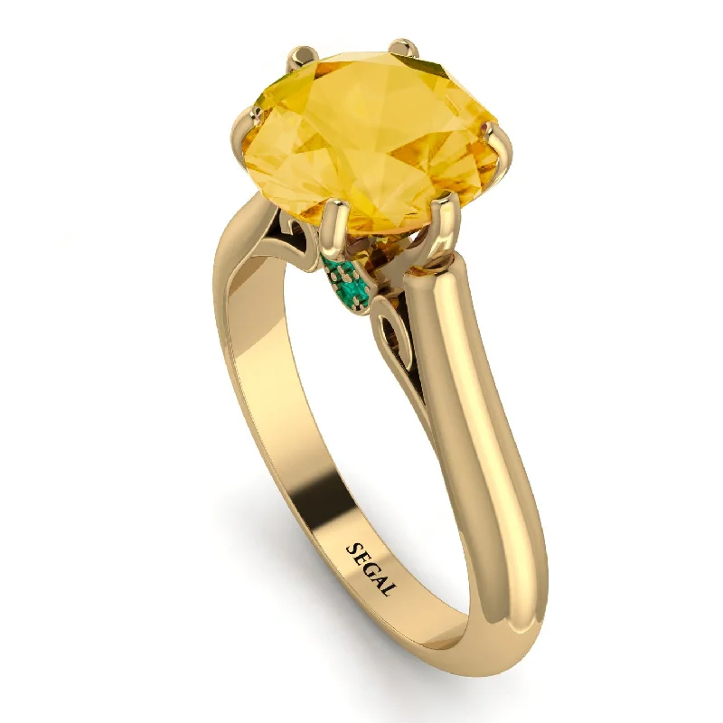 Handcrafted Diamond Rings-3ct Citrine Engagement Ring - June No. 604