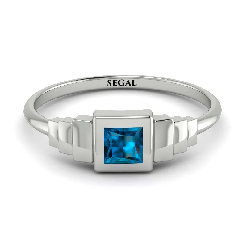 Stunning Gemstone Rings-Geometric Princess Cut Blue Topaz Ring - Everleigh No. 503