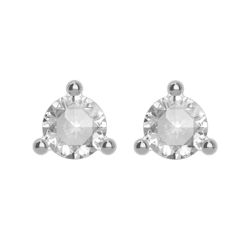 Chic Pearl Earrings-14k White Gold Rose-Cut Diamond (VS2/SI1, G-H) Post Earrings