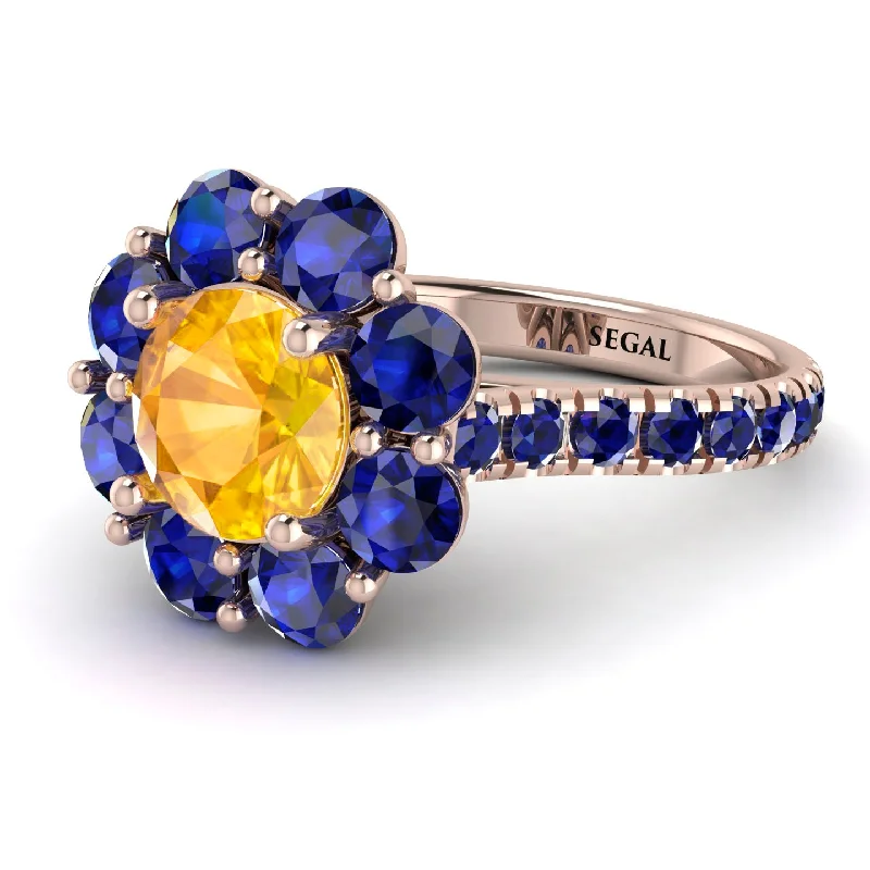 Beautiful Solitaire Rings-Glamorous Yellow Diamond Halo Engagement Ring - Amaya No. 1014