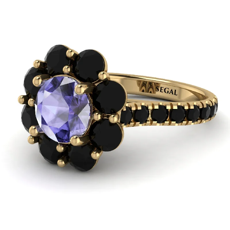 Vintage Engagement Rings-Glamorous Tanzanite Halo Engagement Ring - Amaya No. 207