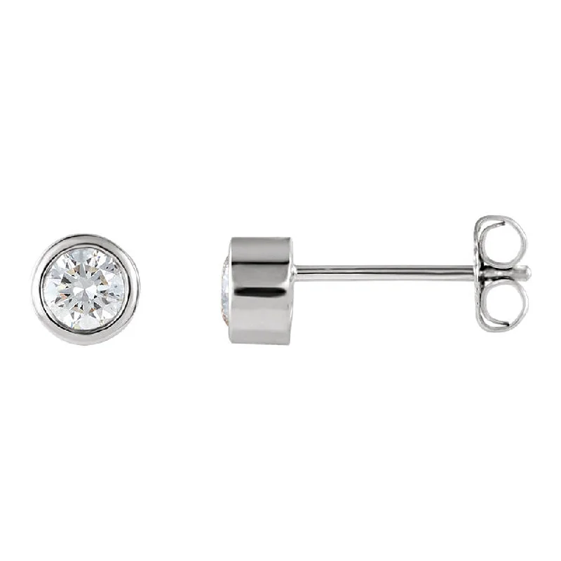 Simple Diamond Earrings-4.1mm Platinum 1/2 CTW (G-H, I1) Bezel Set Diamond Stud Earrings