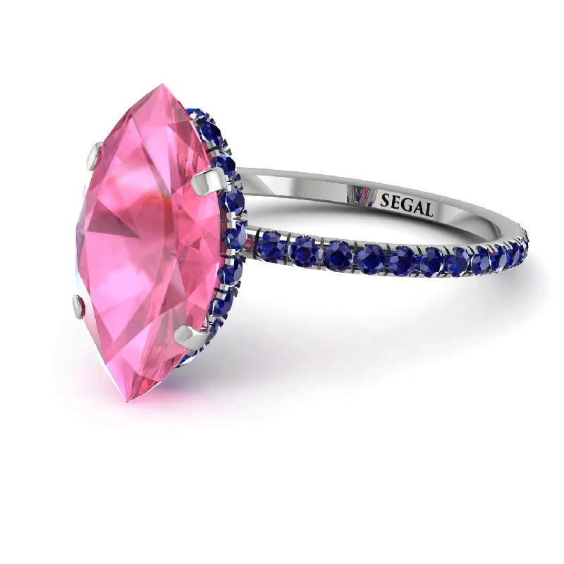 High-Quality Wedding Bands-Hidden Halo Marquise Pink Moissanite Engagement Ring - Journey No. 815