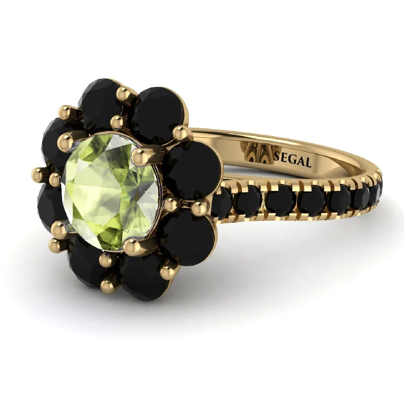 Beautiful Custom Rings-Glamorous Peridot Halo Engagement Ring - Amaya No. 707