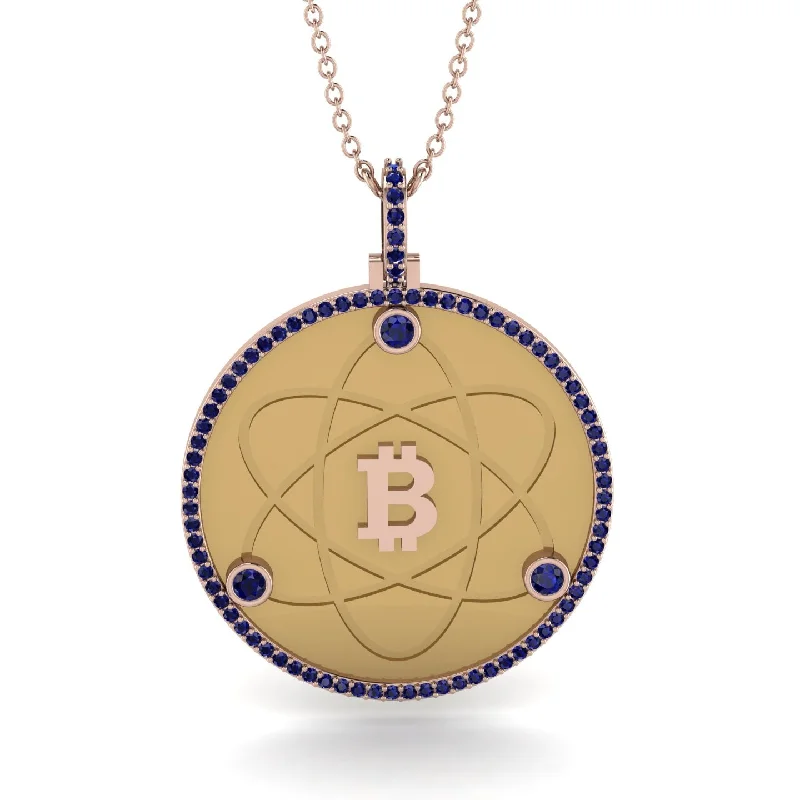 Fashionable Heart Shaped Necklaces-Bitcoin Sapphire Atom Necklace - Kingston No. 38