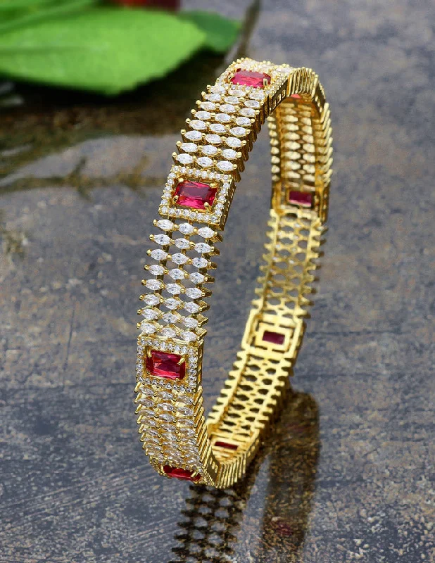 Elegant Gold Bangle Sets-Zircon Kada Bangle ZBGL10874