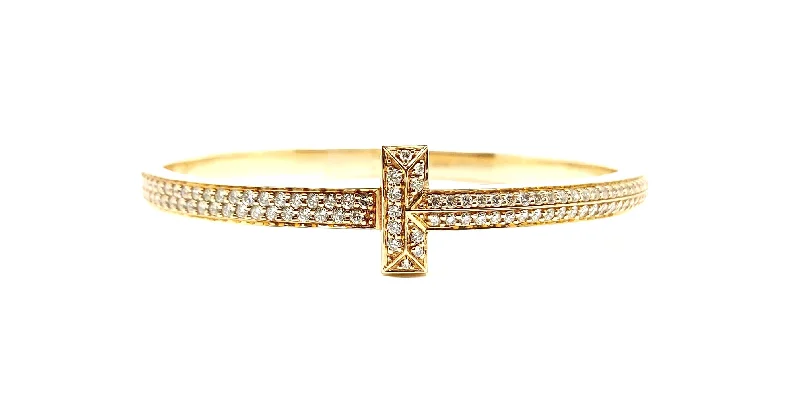 Bridal Bangles Sets-Diamond T Pave Bangle in 14k Rose Gold AD No. 2216