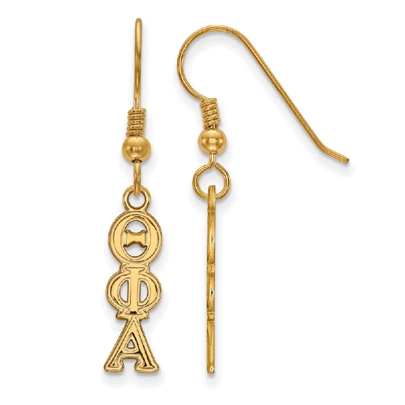 Small Hoop Earrings-14K Plated Silver Theta Phi Alpha Dangle Small Earrings