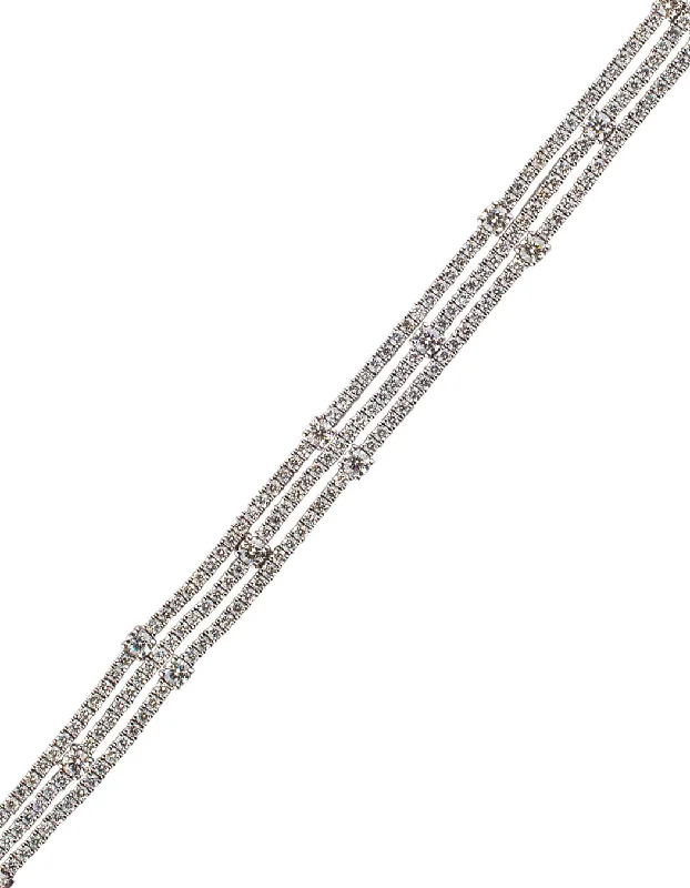 Stylish Leather Bracelets-14K White Gold and Diamond Bracelet