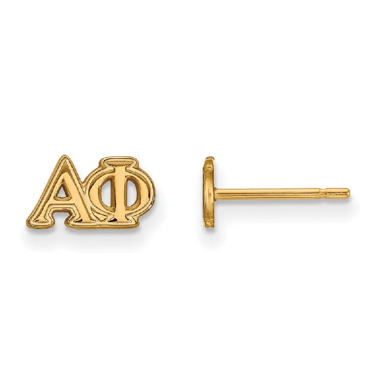 Gold Leaf Earrings-14K Plated Silver Alpha Phi XS Greek Letters Post Earrings