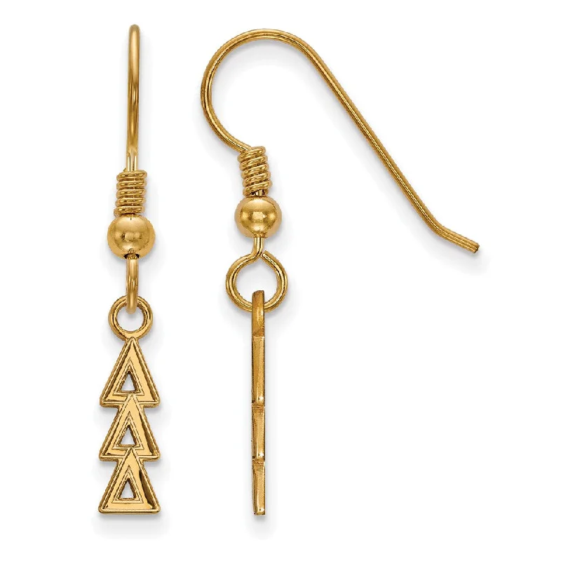 Simple Gold Earrings-14K Plated Silver Small Delta Delta Delta Dangle Earrings