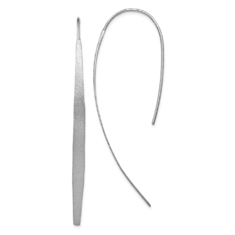 Cute Drop Earrings-Brushed Curved Bar Threader Earrings in Silver, 55mm (2 1/8 in)