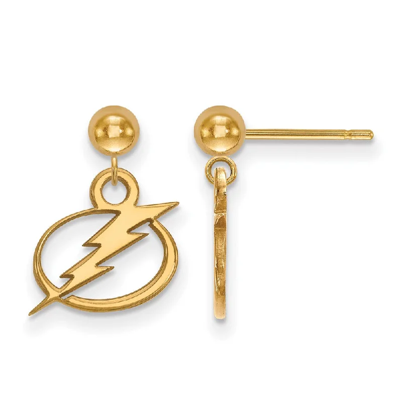 Unique Gemstone Earrings-14k Yellow Gold NHL Tampa Bay Lightning XS Ball Dangle Post Earrings