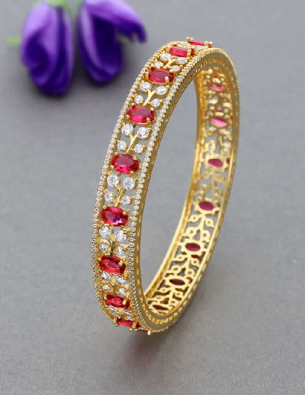 Wedding Bangle Bracelets for Brides-Designer Zirconia Kada Bangle ZBGL10871