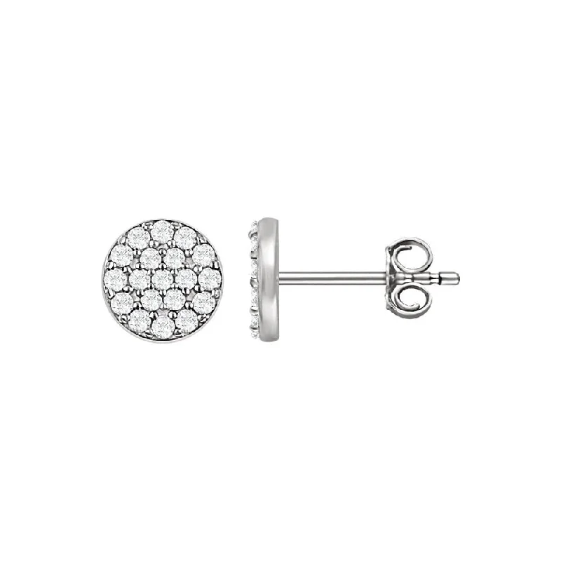 Sparkling Crystal Earrings-1/3 Cttw Diamond 7mm Round Cluster Post Earrings in 14k White Gold