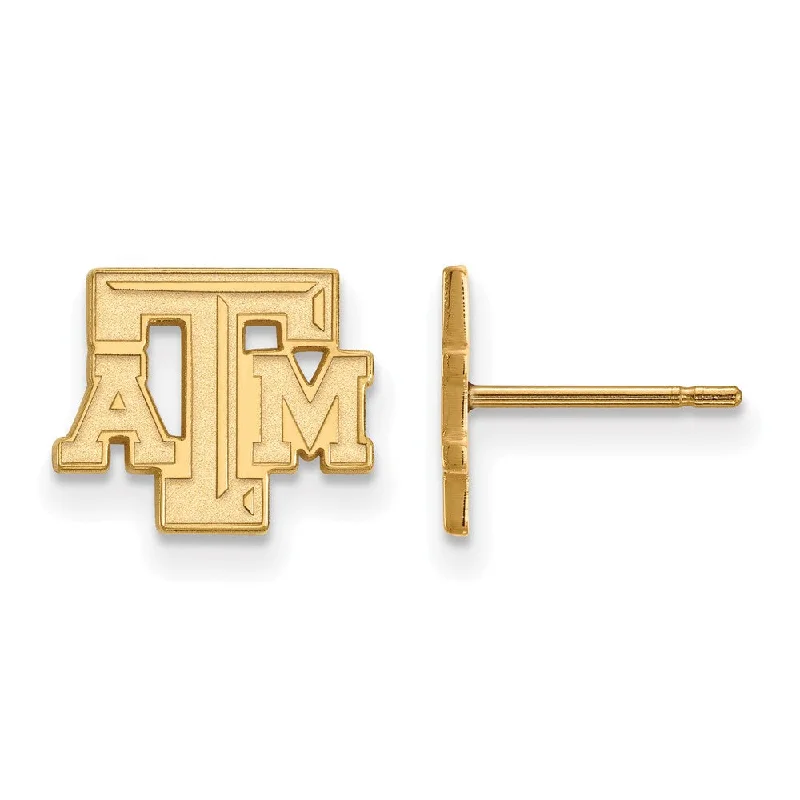 Gold Plated Earrings-14k Yellow Gold Texas A&M University XS (Tiny) 'ATM' Post Earrings