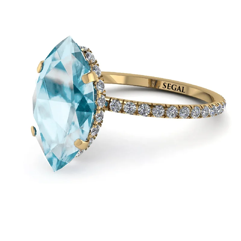 Statement Gemstone Rings-Hidden Halo Marquise Aquamarine Engagement Ring - Journey No. 401