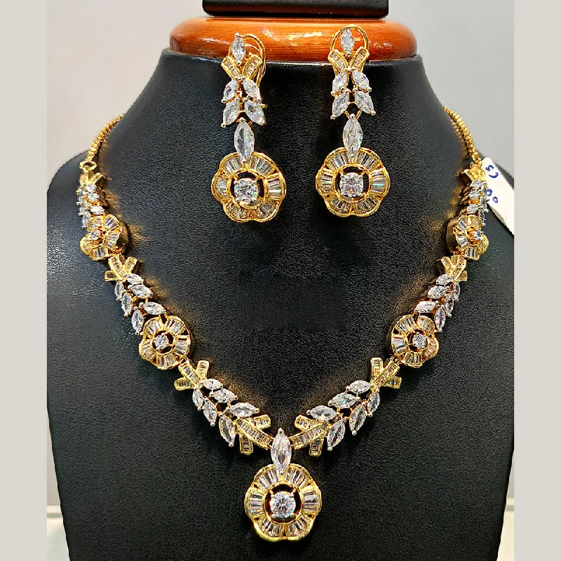 Handmade Necklaces for Women-Jain Jewellers  Gold Plated  AD Necklace Set