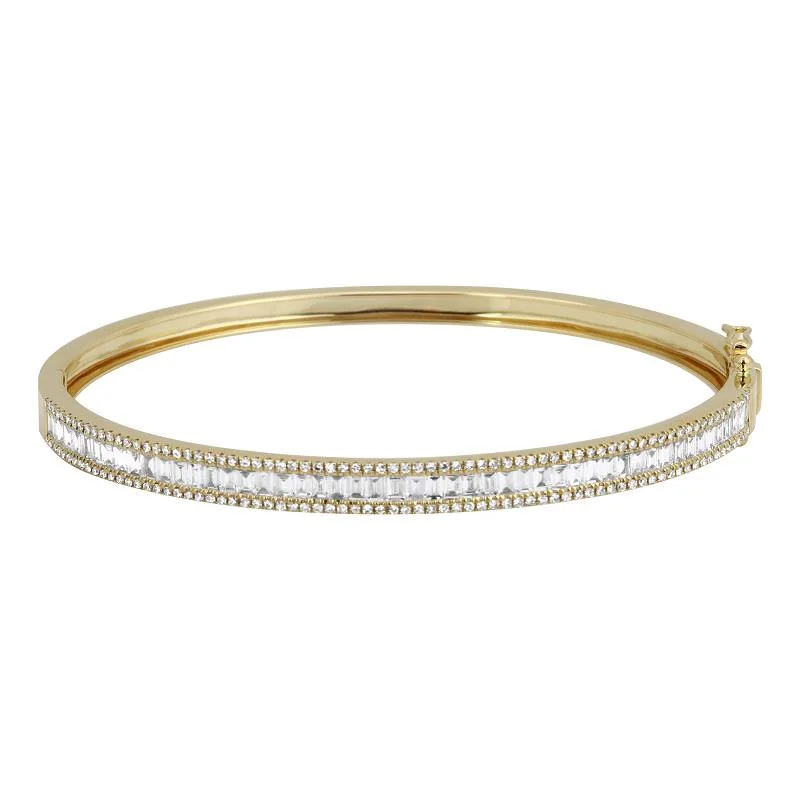 Custom Bangle Bracelets-Baguette and Diamond Bangle