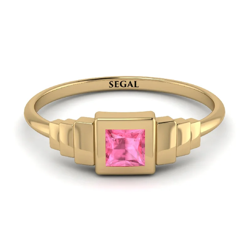 Fashion Rings for Men-Geometric Princess Cut Pink Moissanite Ring - Everleigh No. 801