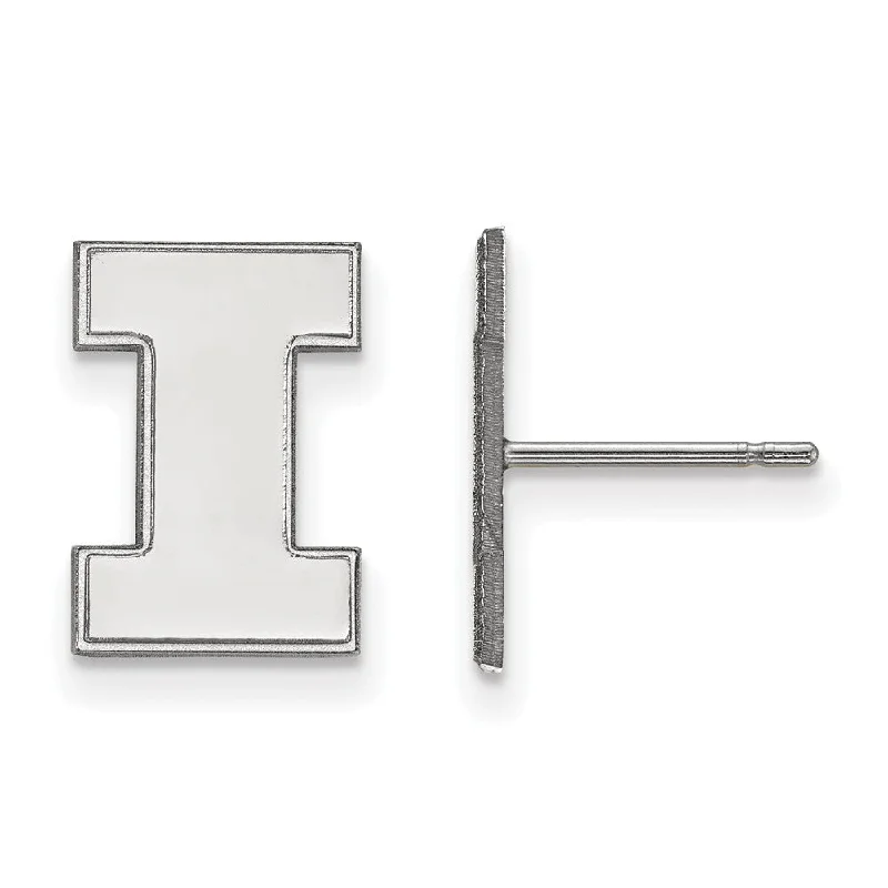 Artistic Pearl Earrings-10k White Gold University of Illinois Small Initial I Post Earrings