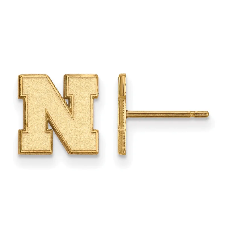 Retro Style Earrings-10k Yellow Gold University of Nebraska XS (Tiny) Post Earrings