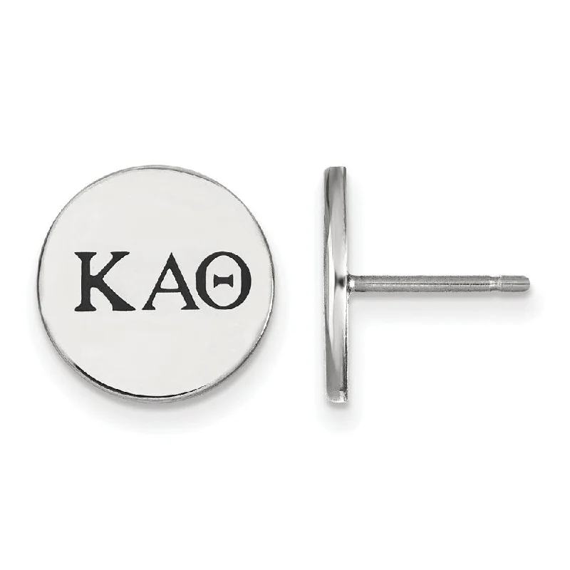 Modern Earrings for Women-Sterling Silver Kappa Alpha Theta Enamel Greek Letters Post Earrings