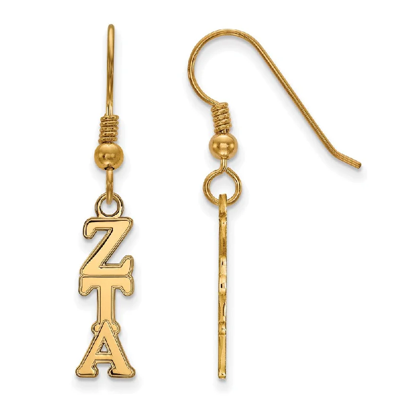 Simple Gold Earrings-14K Plated Silver Small Zeta Tau Alpha Dangle Earrings