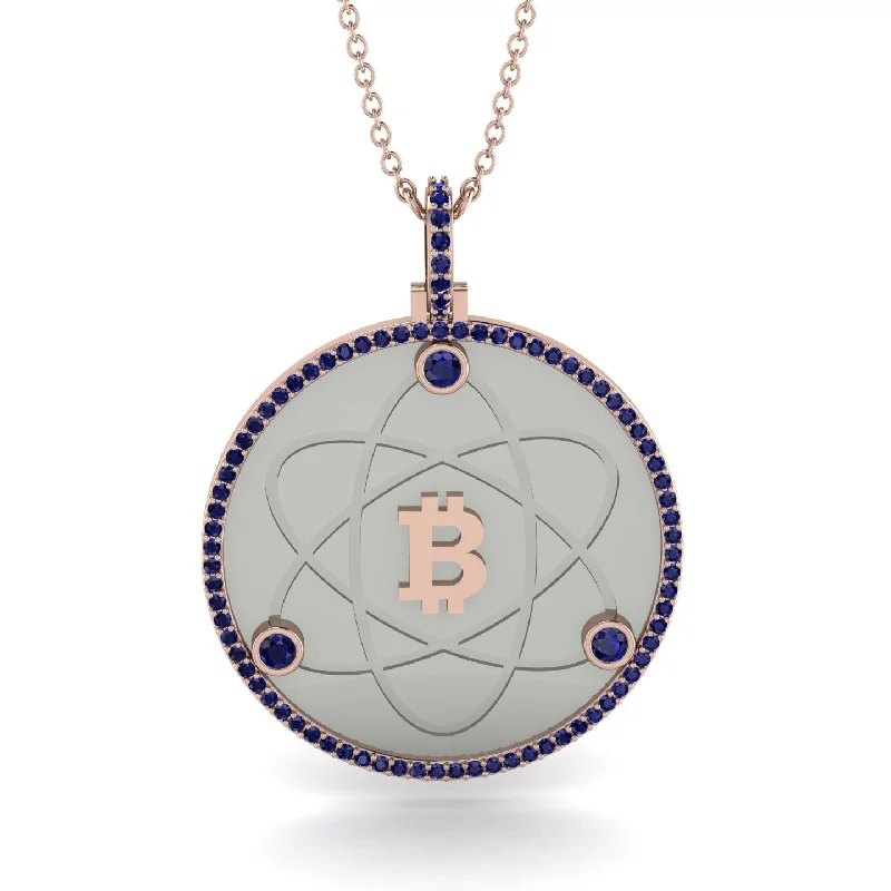 Diamond Pendant Necklaces-Bitcoin Sapphire Atom Necklace - Kingston No. 44