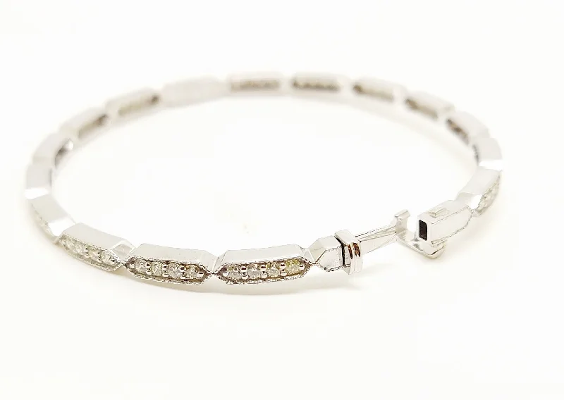 Dainty Silver Bangles-DIAMOND BANGLE IN 14K WHITE GOLD