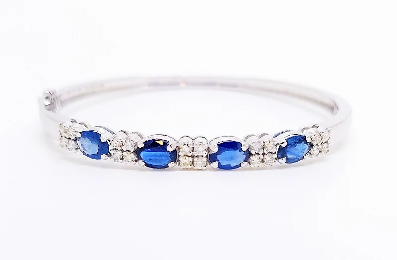 Gemstone Bangles-BLUE SAPPHIRE  & DIAMOND BANGLE AD NO. 2659