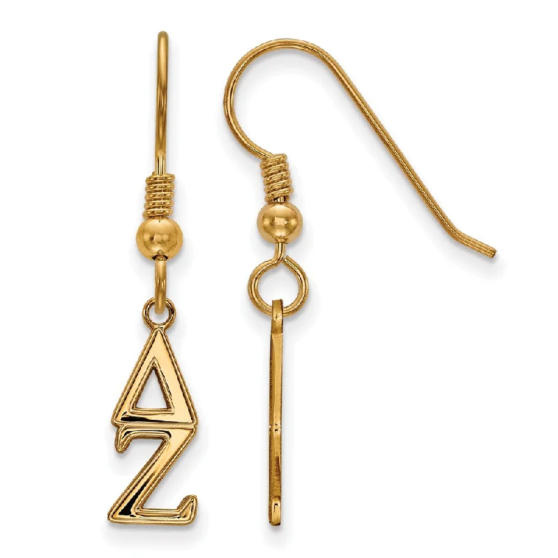 Bold Drop Earrings-14K Plated Silver Delta Zeta XS Dangle Earrings