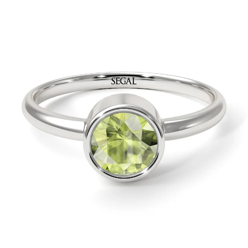 Birthstone Rings for Women-Solitaire Bezel Peridot Ring - Emerson No. 703